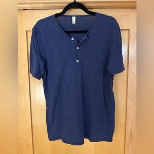 American Apparel Men's Classic Blue Henley Shirt